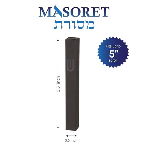 Modern Aluminum Mezuzah Case for Door - 5-Inch Black Matte Hebrew Scroll Holder