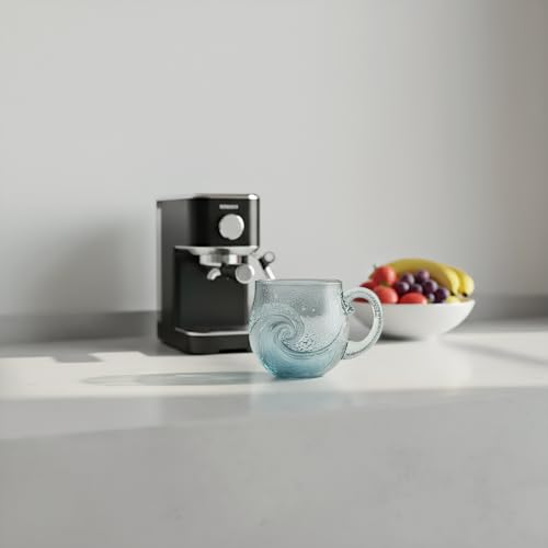 Ocean Wave Glass Mug - Retro Sea Glass Coffee Cup for Home & Office