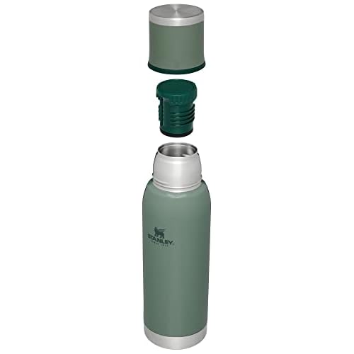 Stanley Adventure-To-Go Vacuum Bottle 25 oz | Wide Mouth with Leakproof Cup Lid | Keep Drinks Hot or Cold | Packable for Travel | Insulated Stainless Steel Thermal Bottle | BPA-Free | Hammertone Green