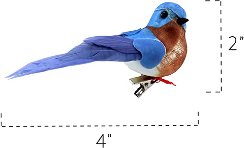 Cornucopia Brands Imitation Bluebirds - 6-Pack, Blue Birds for Christmas Trees & Wreaths