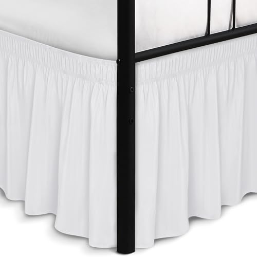 Wrap Around Queen Size Bed Skirt - 15 Inch Drop Split Corner Dust Ruffle