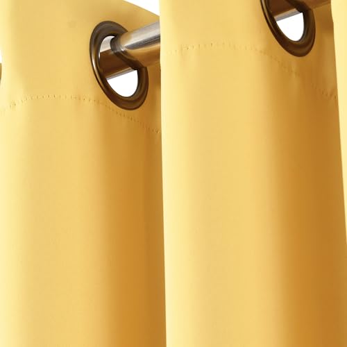 Lush Decor Insulated Grommet Blackout Window Curtain Panels, Pair, 52" W x 84" L, Yellow - Classic Modern Design - Chic Window Decor - Long Curtains For Living Room, Bedroom, Or Dining Room