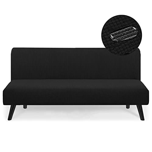 Water Repellent Armless Futon Cover for Full Size Sofas - Black