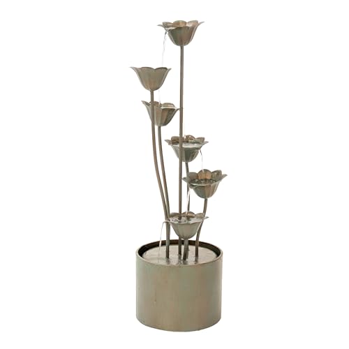 35-Inch Tall Metal Sculptural Multi-Tier Water Fountain for Indoor & Outdoor