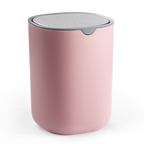 Mini Desk Trash Can with Stainless Steel Swing Lid 1.5L