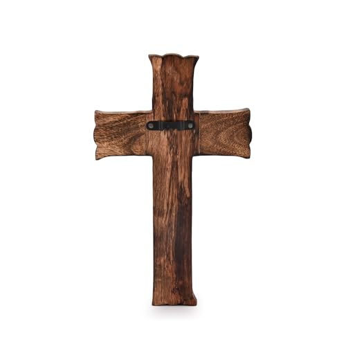 Handcrafted Wooden Wall Cross - 10-Inch Antique Finish Crucifix