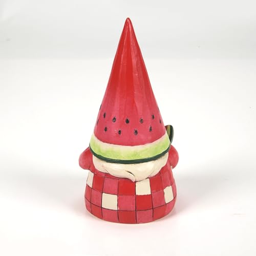 Enesco Jim Shore Heartwood Creek You're One in a Melon Watermelon Gnome Figurine- Stone Resin Hand Painted Crafted Collectible Decorative Gnomes Figurines Home Decor Statue, 4.5 Inch