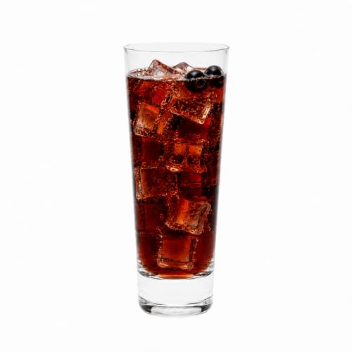 Restaurantware Moda Nude 12oz Crystal Collins Glasses Set of 6 - Dishwasher Safe, Heavy Base, Laser-Cut Rim, Fine-Blown Crystal