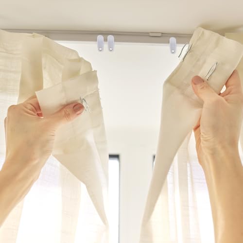 50 Pcs Plastic Curtain Track Hooks - White Roller Gliders for Rails