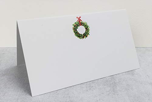 Nancy Nikko Place Cards with Christmas Wreath, 12/25/50 — Table Tent Folded Card Sets