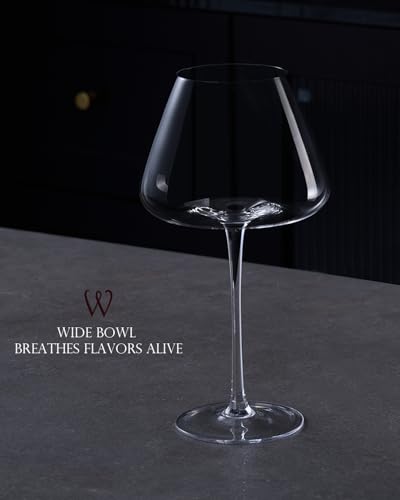 Set of 4 Hand-Blown 23.5oz Crystal Wine Glasses for Red and White Wine