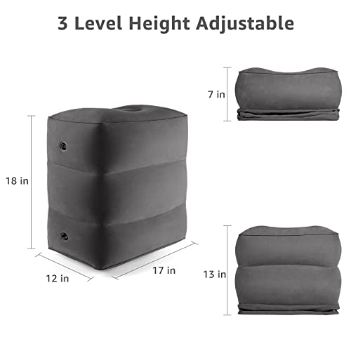 Inflatable Foot Rest Pillow for Air Travel | Adjustable Height Travel Foot Rest for Kids & Adults