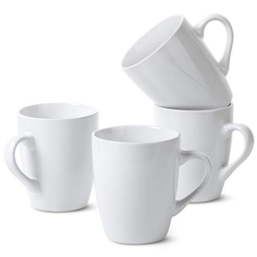 BTaT White Ceramic Coffee Mug Set 4 Pack 12oz - Brew To A Tea