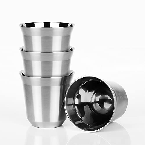 Decolush Stainless Steel Double Wall Insulated Espresso Cups - 75mL, 4 Pack, Travel Friendly
