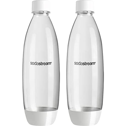 1L Slim Carbonating Bottles, 2-Pack - Dishwasher Safe White