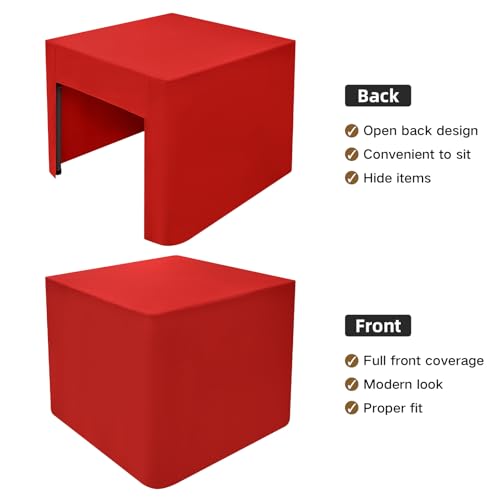 Red Square Fitted Tablecloth 34x34 Inches Open Back for Standard Tables - Nacuci