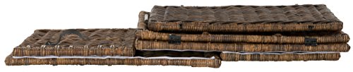 Wicker Storage Trunk, 35.5-Inch Collapsible Rattan Chest with Leather Straps
