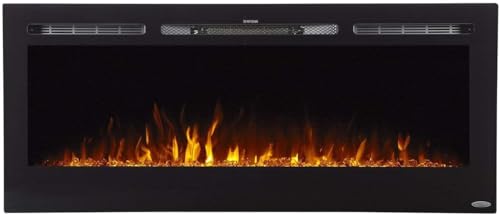 Smart Electric Fireplace 50-Inch Recessed In-Wall Heater with Wi-Fi and Realistic Flame Options