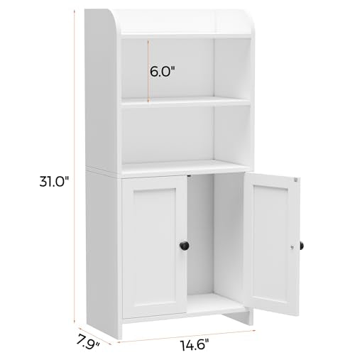 Small Bathroom Storage Cabinet, Slim Floor Cabinet with Door & Shelves