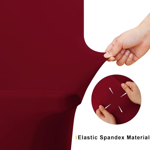 Elastic Fitted 8ft Tablecloth - Wine Red, 30x96 Inch, Pack of 2