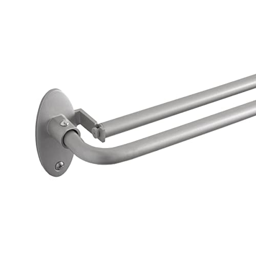 Eclipse Clinton Blackout Curtain Rod, 5/8 Inch Double Bar Wrap Around Adjustable - Fits Windows 48 to 86 Inch, Brushed Nickel Finish