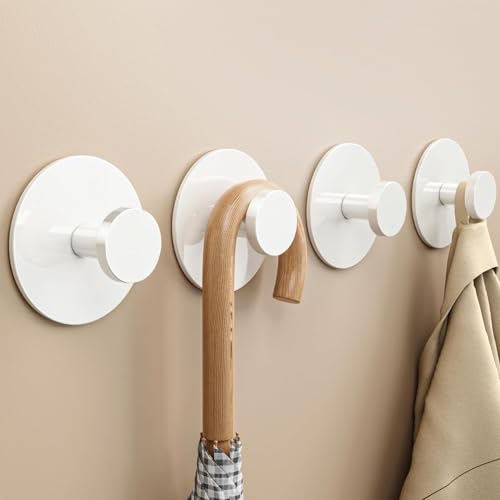 Heavy Duty Adhesive Wall Hooks - Stainless Steel Towel & Coat Hangers, 4 Pack