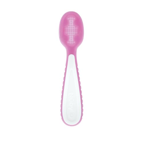 Silicone Baby Training Spoons 3-Pack for Self-Feeding Stages Pink Aqua