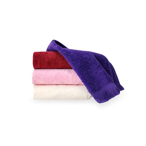 Reversible Cotton Fingertip Hand Towels with Fringed Edges - 11 x 18 Inch