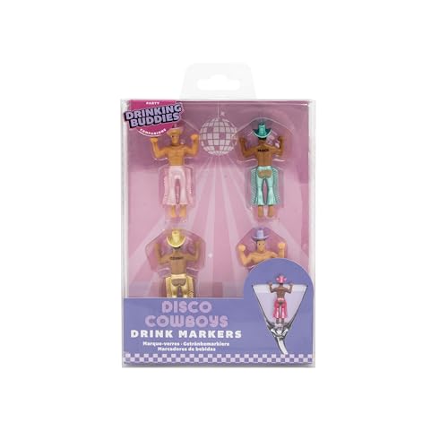 NPW Drinking Buddies Disco Cowboys Wine Glass Charms – Bachelorette & Girls' Night Party Favors