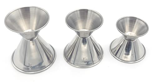 Metal Magery Stainless Steel Double Jiggers Set for Cocktails - 3 Sizes