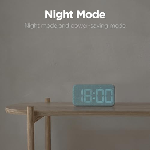 Fabric LED Digital Alarm Clock with Temperature Display & USB Charger