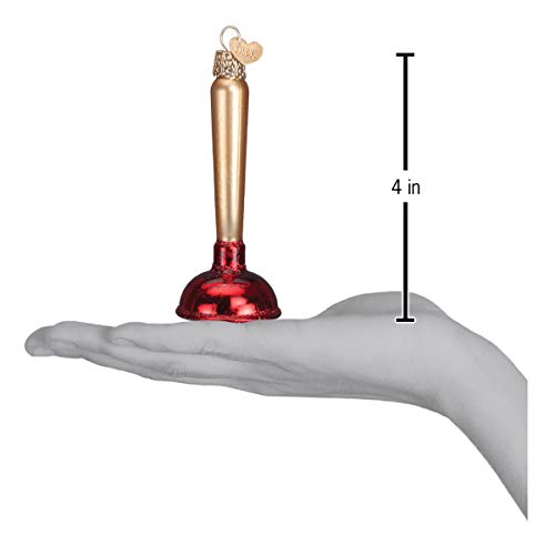 Toilet Plunger Glass Blown Christmas Ornament, Hand-Painted Decor