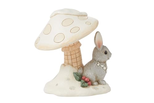 Jim Shore Heartwood Creek Bunny Figurine Under Mushroom - Hand-Painted Resin Home Decor