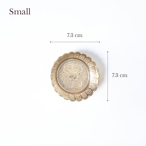 Solid Brass Nakshi Decorative Plates for Puja - 7 cm, Set of 3