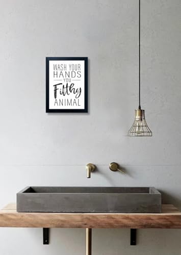 Boswaydeco Black and White Bathroom Wall Art Quotes Framed Canvas Sign 8x10
