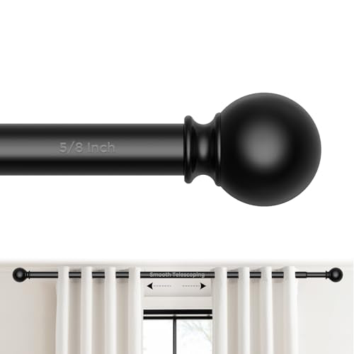 Matte Black Adjustable Curtain Rod 18-45 Inch, 5/8 Inch Small Window Rod