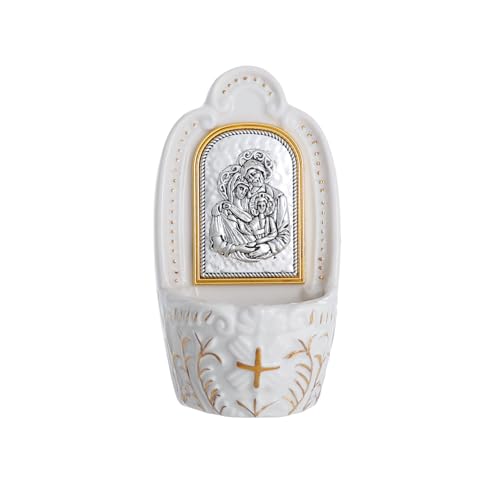 Holy Family Porcelain Holy Water Font for Wall Hanging Home Decor