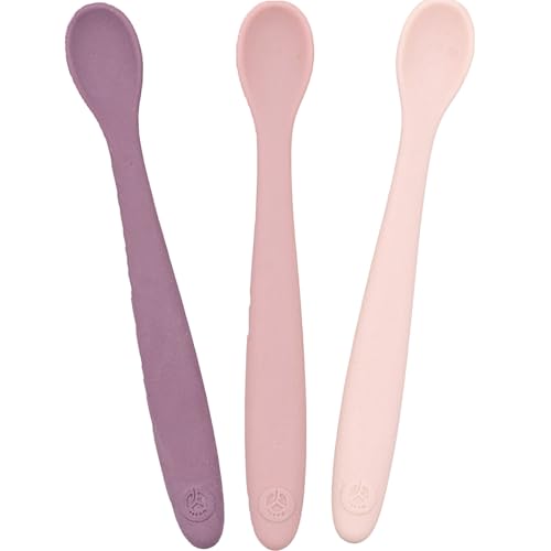Silicone Baby Feeding Spoons Set of 3 with Travel Case and Bendable Design