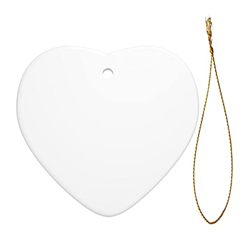 Personalized Ceramic Heart Christmas Ornament DIY Custom Holiday Decoration - White