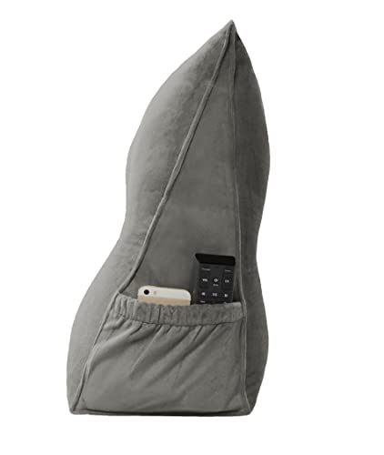 Triangular Headboard Pillow with Side Pockets - Grey Twin Wedge Cushion