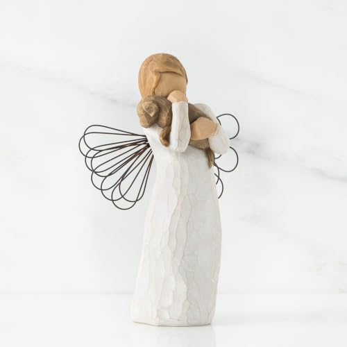 Hand-Painted Angel Figurine with Dog, 5-Inch Friendship Sculpture