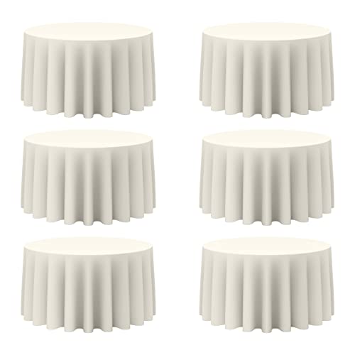 120-Inch Ivory Round Tablecloths 6-Pack - Stain & Wrinkle Resistant Polyester