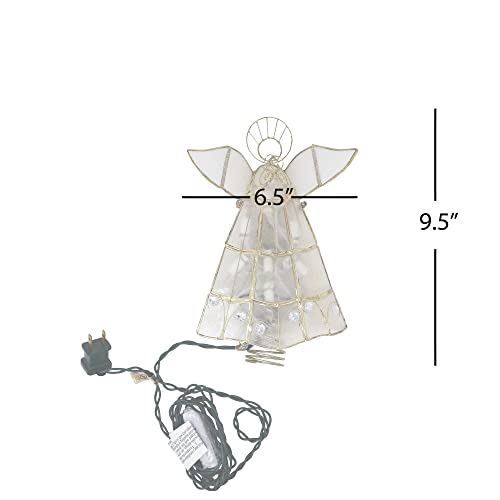Kurt Adler 10-Light Capiz Angel Treetop with Trumpet — Indoor Christmas Decor
