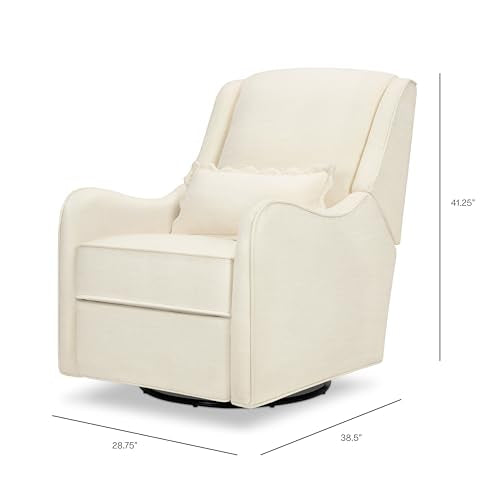 Ivory Nursery Glider Recliner with 360-Degree Swivel and Stain-Repellent Fabric