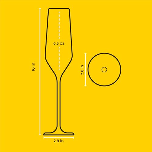 JoyJolt Layla Collection Champagne Glasses Set of 4 - Elegant Crystal Stemmed Flutes for Prosecco & Mimosas