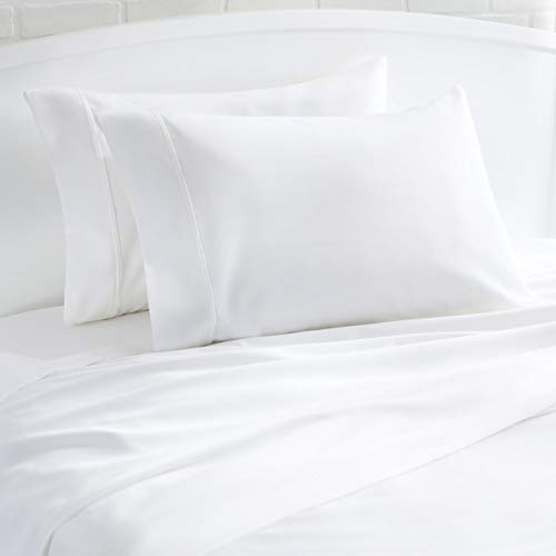 Amazon Basics 400 Thread Count Cotton Pillowcases, Standard, White, Set of 2