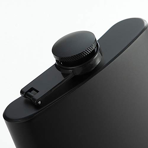 8 Oz Matte Black Stainless Steel Liquor Hip Flask with Funnel - Leakproof Gift Idea