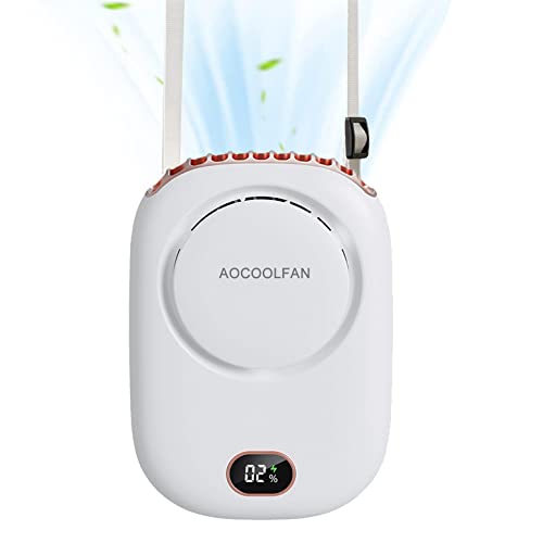 Portable Neck Fan and Handheld USB Rechargeable Personal Desk Fan 3-Speed White