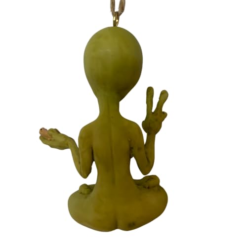 Funny Alien Christmas Ornament with Pizza - Sci-Fi Holiday Decor