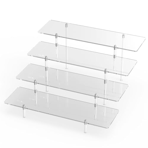 4-Tier Acrylic Display Riser Stand for Collectibles, Perfume, and Cupcakes
